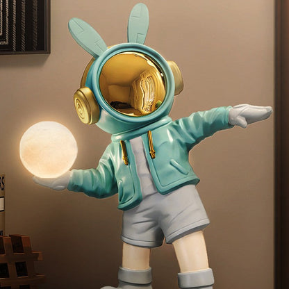 Contemporary Creative Cartoon Kids Astronaut Rabbit Resin PC LED Table Lamp For Bedroom