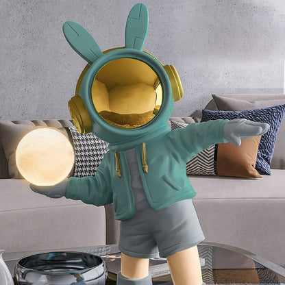 Contemporary Creative Cartoon Kids Astronaut Rabbit Resin PC LED Table Lamp For Bedroom