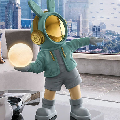Contemporary Creative Cartoon Kids Astronaut Rabbit Resin PC LED Table Lamp For Bedroom