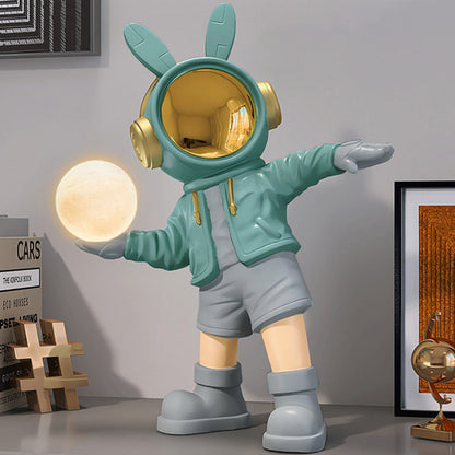 Contemporary Creative Cartoon Kids Astronaut Rabbit Resin PC LED Table Lamp For Bedroom