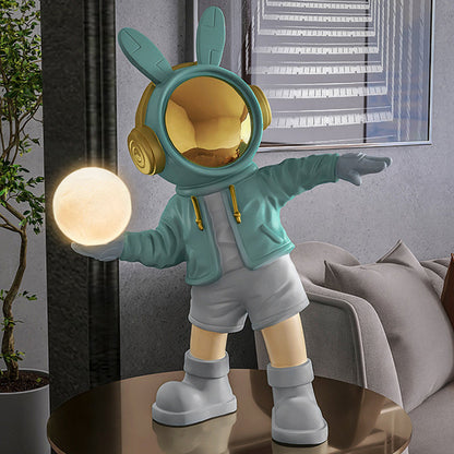 Contemporary Creative Cartoon Kids Astronaut Rabbit Resin PC LED Table Lamp For Bedroom