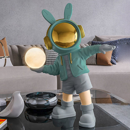 Contemporary Creative Cartoon Kids Astronaut Rabbit Resin PC LED Table Lamp For Bedroom