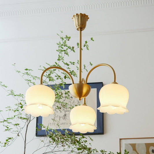 Traditional French Branch Flower Arc Copper Resin 3/5/6/8 Chandelier For Living Room
