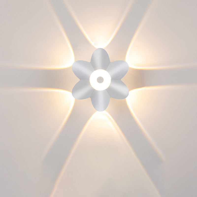 Modern Minimalist Waterproof Plum Blossom Die-Cast Aluminum Acrylic LED Wall Sconce Lamp For Living Room