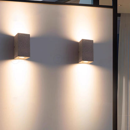 Modern Minimalist Waterproof Square Rectangle Terrazzo Hardware LED Outdoor Wall Sconce Lamp For Outdoor Patio