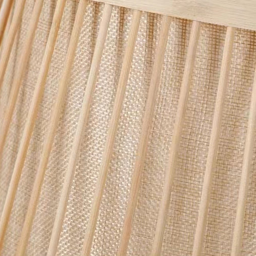 Traditional Vintage Cone Cylinder Bamboo Rattan 1-Light Standing Floor Lamp For Bedroom