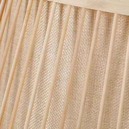 Traditional Vintage Cone Cylinder Bamboo Rattan 1-Light Standing Floor Lamp For Bedroom