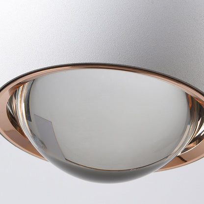 Modern Minimalist Sphere Semicircle Liftable Aluminum Glass LED Pendant Light For Bedroom