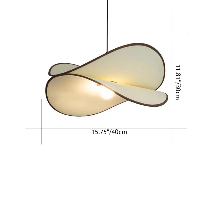 Traditional Vintage Slice Curved Double Metal Fabric 1-Light Pendant Light For Living Room