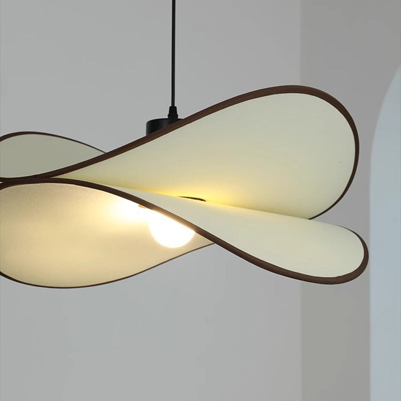 Traditional Vintage Slice Curved Double Metal Fabric 1-Light Pendant Light For Living Room
