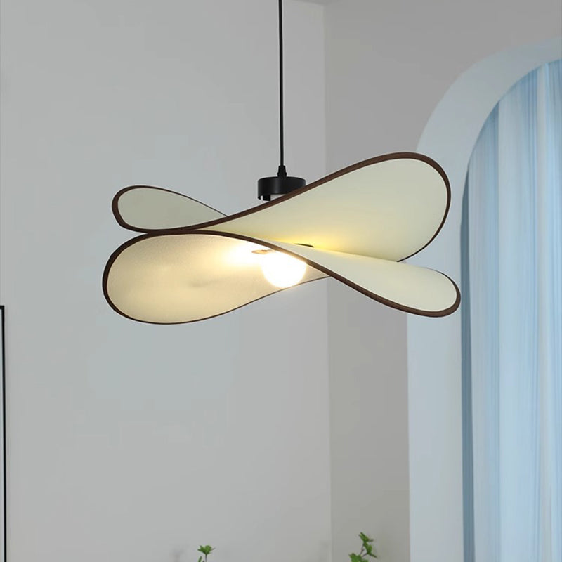 Traditional Vintage Slice Curved Double Metal Fabric 1-Light Pendant Light For Living Room