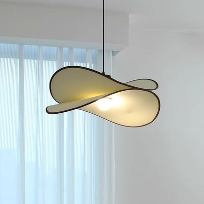 Traditional Vintage Slice Curved Double Metal Fabric 1-Light Pendant Light For Living Room