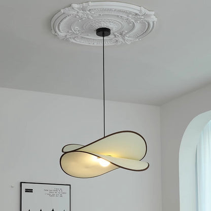 Traditional Vintage Slice Curved Double Metal Fabric 1-Light Pendant Light For Living Room