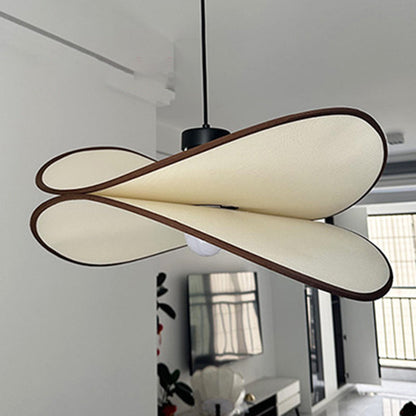 Traditional Vintage Slice Curved Double Metal Fabric 1-Light Pendant Light For Living Room