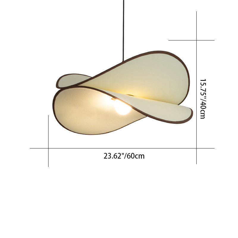 Traditional Vintage Slice Curved Double Metal Fabric 1-Light Pendant Light For Living Room
