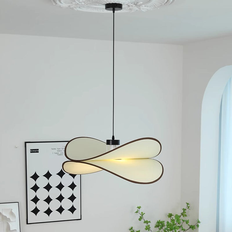 Traditional Vintage Slice Curved Double Metal Fabric 1-Light Pendant Light For Living Room