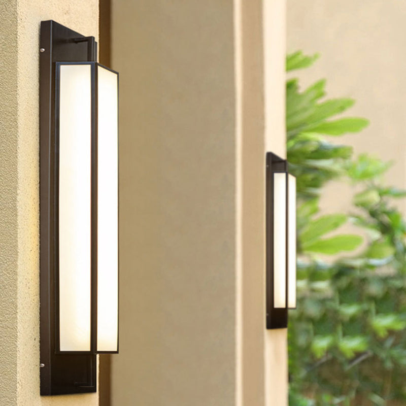Modern Luxury Waterproof Rectangular Stainless Steel Faux Dolomite LED Outdoor Wall Sconce Lamp For Garden
