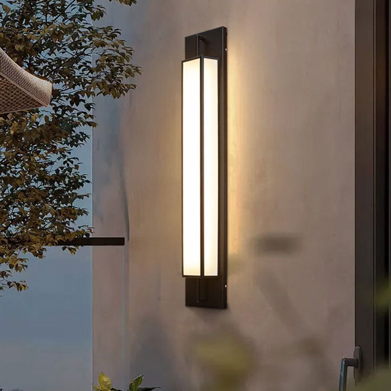 Modern Luxury Waterproof Rectangular Stainless Steel Faux Dolomite LED Outdoor Wall Sconce Lamp For Garden