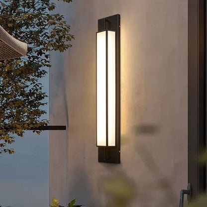 Modern Luxury Waterproof Rectangular Stainless Steel Faux Dolomite LED Outdoor Wall Sconce Lamp For Garden
