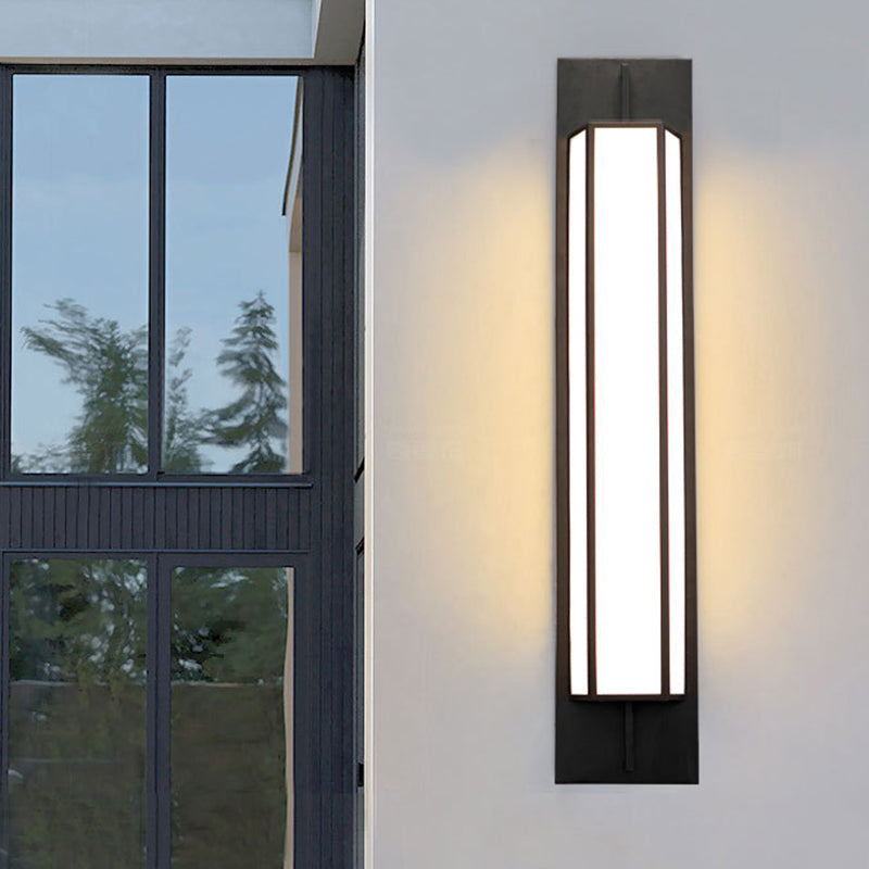 Modern Luxury Waterproof Rectangular Stainless Steel Faux Dolomite LED Outdoor Wall Sconce Lamp For Garden