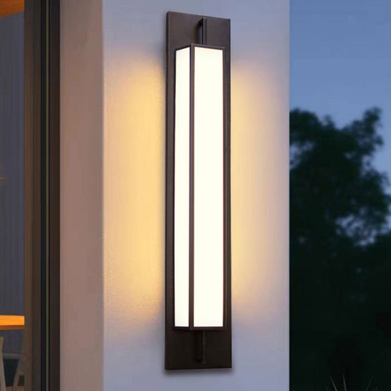 Modern Luxury Waterproof Rectangular Stainless Steel Faux Dolomite LED Outdoor Wall Sconce Lamp For Garden
