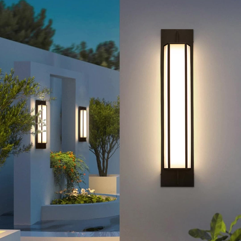 Modern Luxury Waterproof Rectangular Stainless Steel Faux Dolomite LED Outdoor Wall Sconce Lamp For Garden