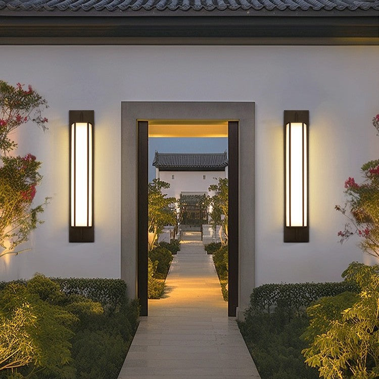 Modern Luxury Waterproof Rectangular Stainless Steel Faux Dolomite LED Outdoor Wall Sconce Lamp For Garden