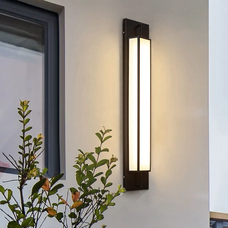 Modern Luxury Waterproof Rectangular Stainless Steel Faux Dolomite LED Outdoor Wall Sconce Lamp For Garden
