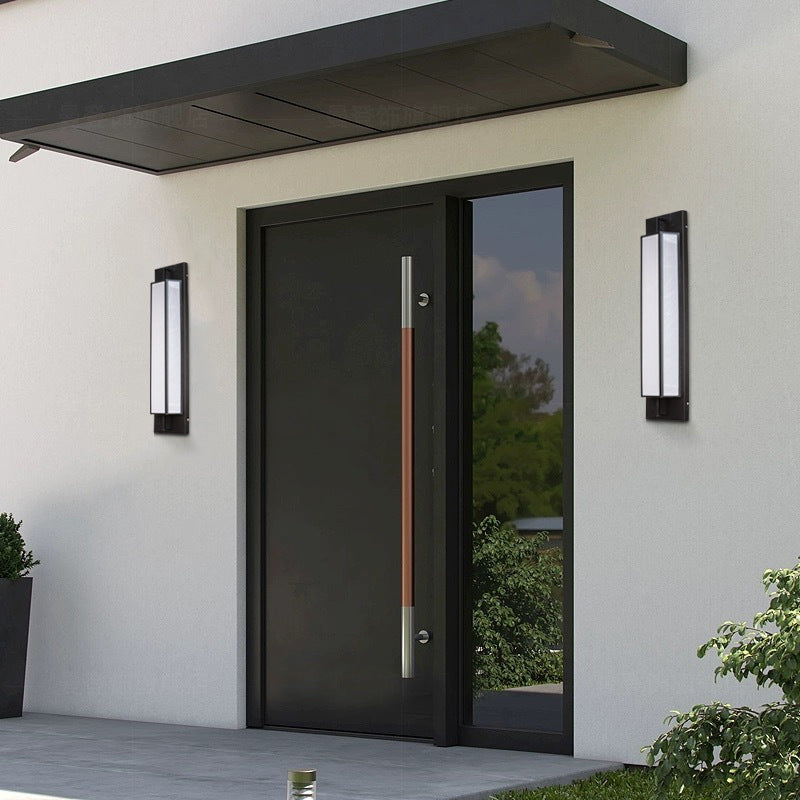 Modern Luxury Waterproof Rectangular Stainless Steel Faux Dolomite LED Outdoor Wall Sconce Lamp For Garden