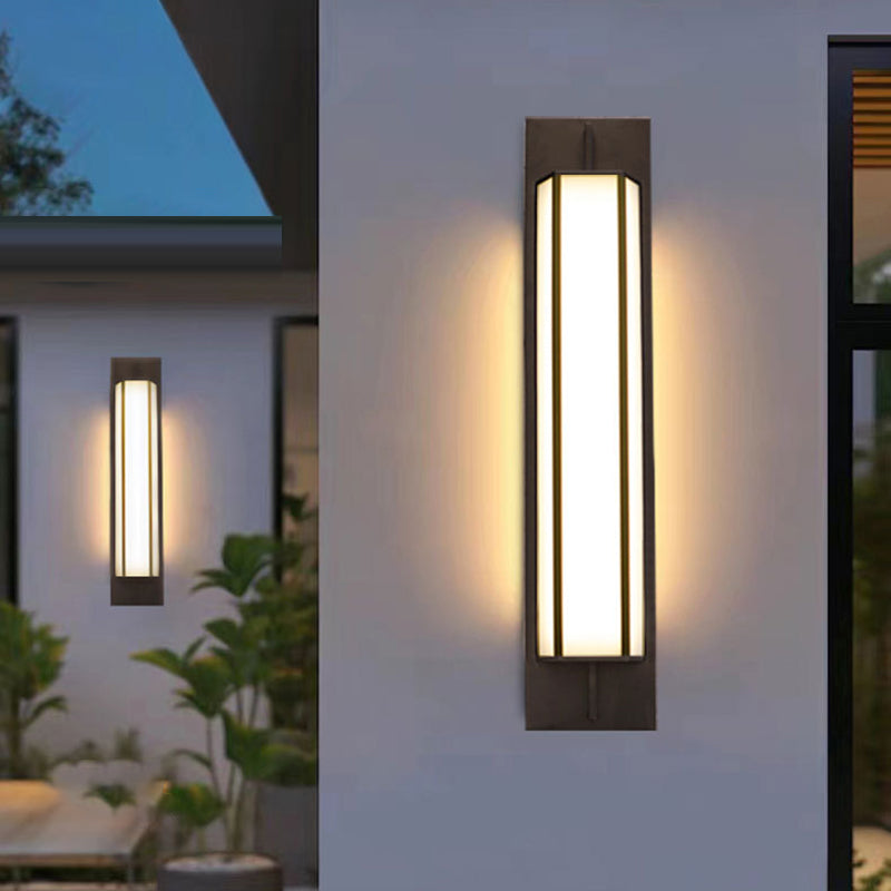Modern Luxury Waterproof Rectangular Stainless Steel Faux Dolomite LED Outdoor Wall Sconce Lamp For Garden