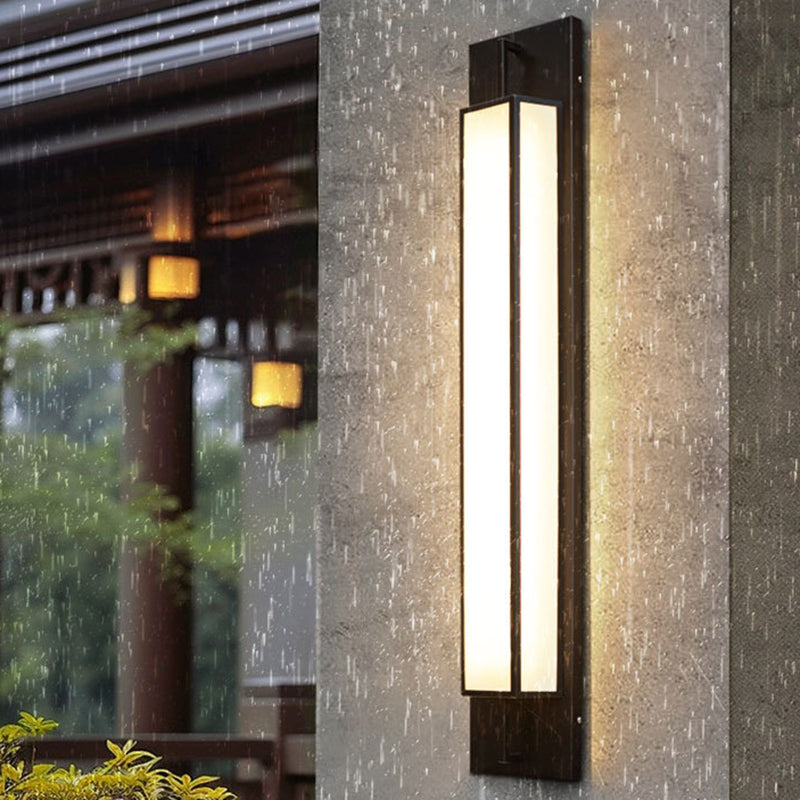 Modern Luxury Waterproof Rectangular Stainless Steel Faux Dolomite LED Outdoor Wall Sconce Lamp For Garden
