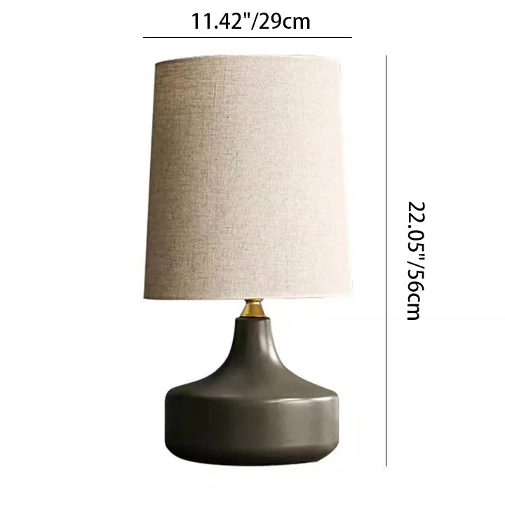 Contemporary Scandinavian Cylinder Round Table Ceramic Metal Fabric 1-Light Table Lamp For Bedroom