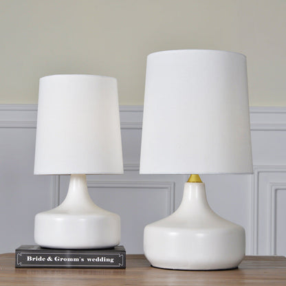 Contemporary Scandinavian Cylinder Round Table Ceramic Metal Fabric 1-Light Table Lamp For Bedroom
