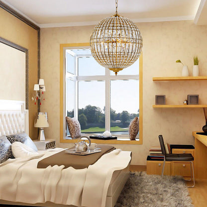 Traditional Vintage Ball Stripe Hardware Crystal 3/4 Light Chandelier For Living Room
