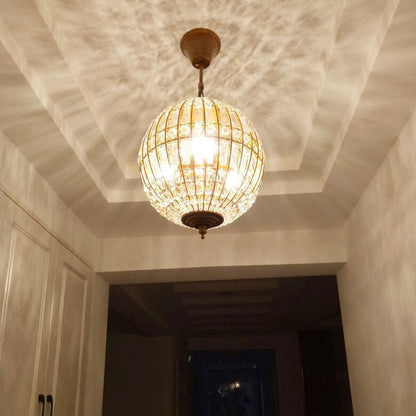 Traditional Vintage Ball Stripe Hardware Crystal 3/4 Light Chandelier For Living Room