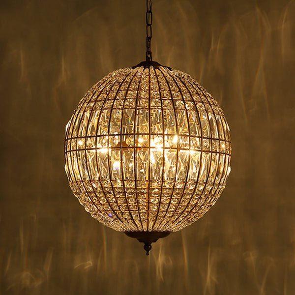Traditional Vintage Ball Stripe Hardware Crystal 3/4 Light Chandelier For Living Room