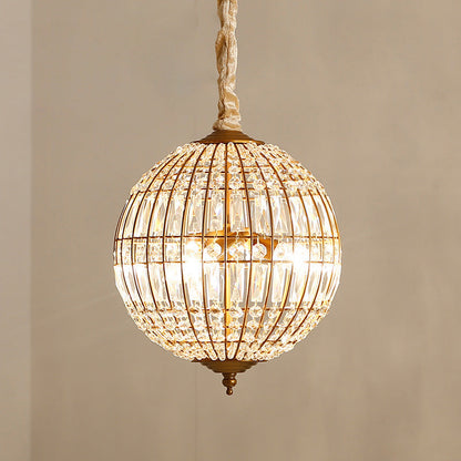Traditional Vintage Ball Stripe Hardware Crystal 3/4 Light Chandelier For Living Room