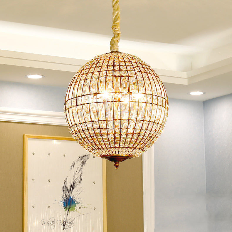 Traditional Vintage Ball Stripe Hardware Crystal 3/4 Light Chandelier For Living Room