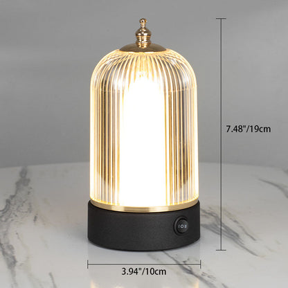 Contemporary Creative Cylinder Birdcage Rechargeable Iron Plastic LED Table Lamp For Bedroom