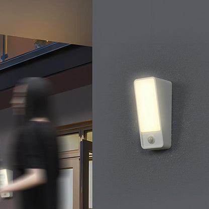 مصباح حائط خارجي LED بتصميم شبه منحرف مستطيل الشكل مقاوم للماء بتصميم عصري بسيط مصنوع من الألومنيوم المصبوب والأكريليك للحديقة 