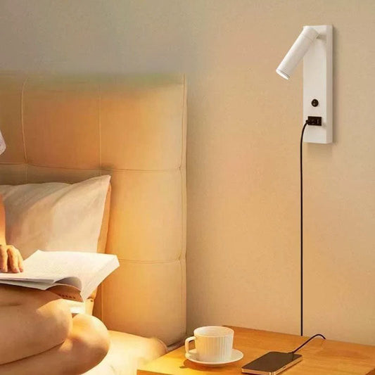 مصباح حائط LED من الألومنيوم بقاعدة مستطيلة قابلة للتعديل بتصميم أسطواني بسيط وعصري لغرفة النوم 