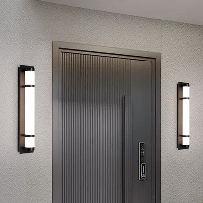 Contemporary Scandinavian Long Cylinder Rectangle Base Iron Acrylic LED Wall Sconce Lamp For Outdoor Patio