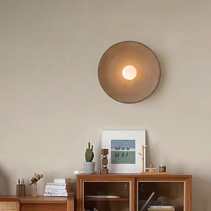 Traditional Vintage Bowl Round Resin Glass 1-Light Wall Sconce Lamp For Living Room