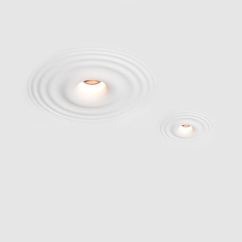 Contemporary Creative Ripple Round Plaster 1-Light Flush Mount Ceiling Light For Living Room