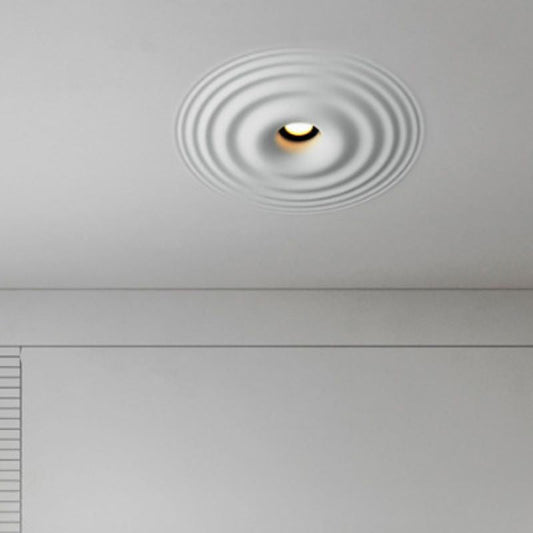 Contemporary Creative Ripple Round Plaster 1-Light Flush Mount Ceiling Light For Living Room