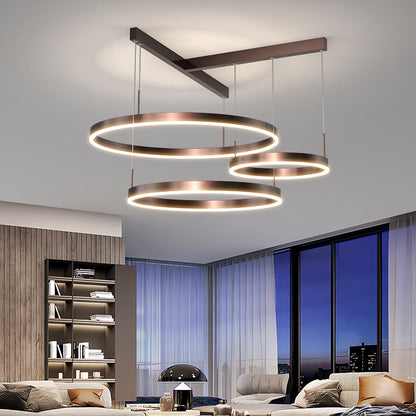 Contemporary Scandinavian Round Multi Tier T-Base Aluminum Acrylic LED Pendant Light For Living Room