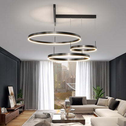 Contemporary Scandinavian Round Multi Tier T-Base Aluminum Acrylic LED Pendant Light For Living Room