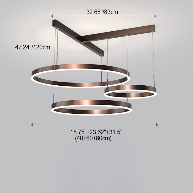 Contemporary Scandinavian Round Multi Tier T-Base Aluminum Acrylic LED Pendant Light For Living Room