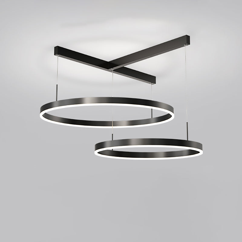 Contemporary Scandinavian Round Multi Tier T-Base Aluminum Acrylic LED Pendant Light For Living Room