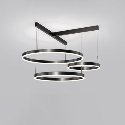 Contemporary Scandinavian Round Multi Tier T-Base Aluminum Acrylic LED Pendant Light For Living Room